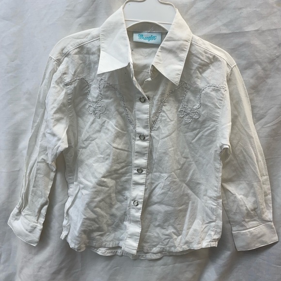 Wrangler White Kids western Shirt by Wrangler girl  sz 4 t - Picture 1 of 6
